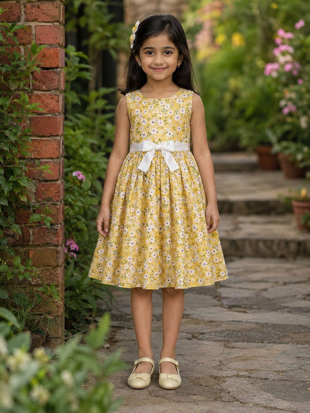 Yellow Floral Party Dress